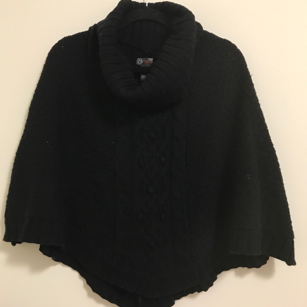 Cable knit poncho